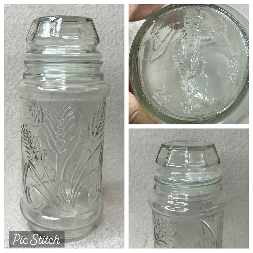 Vintage Mr Peanut Reusable Glass Jar 1982 VTG Retro 80s Kitchen Storage Collect